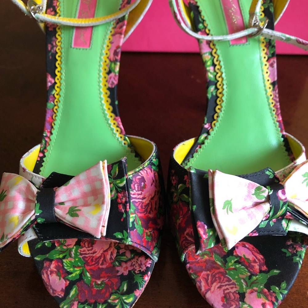 Betsey Johnson cork ankle strap heels